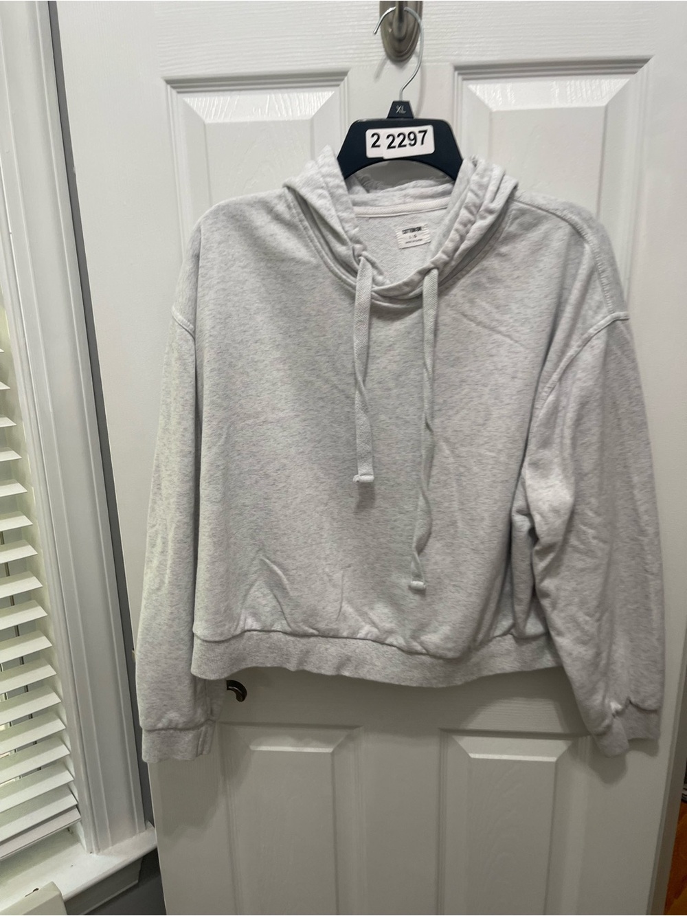 Cotton On Light Heather Gray Cropped Drawstring Hoodie